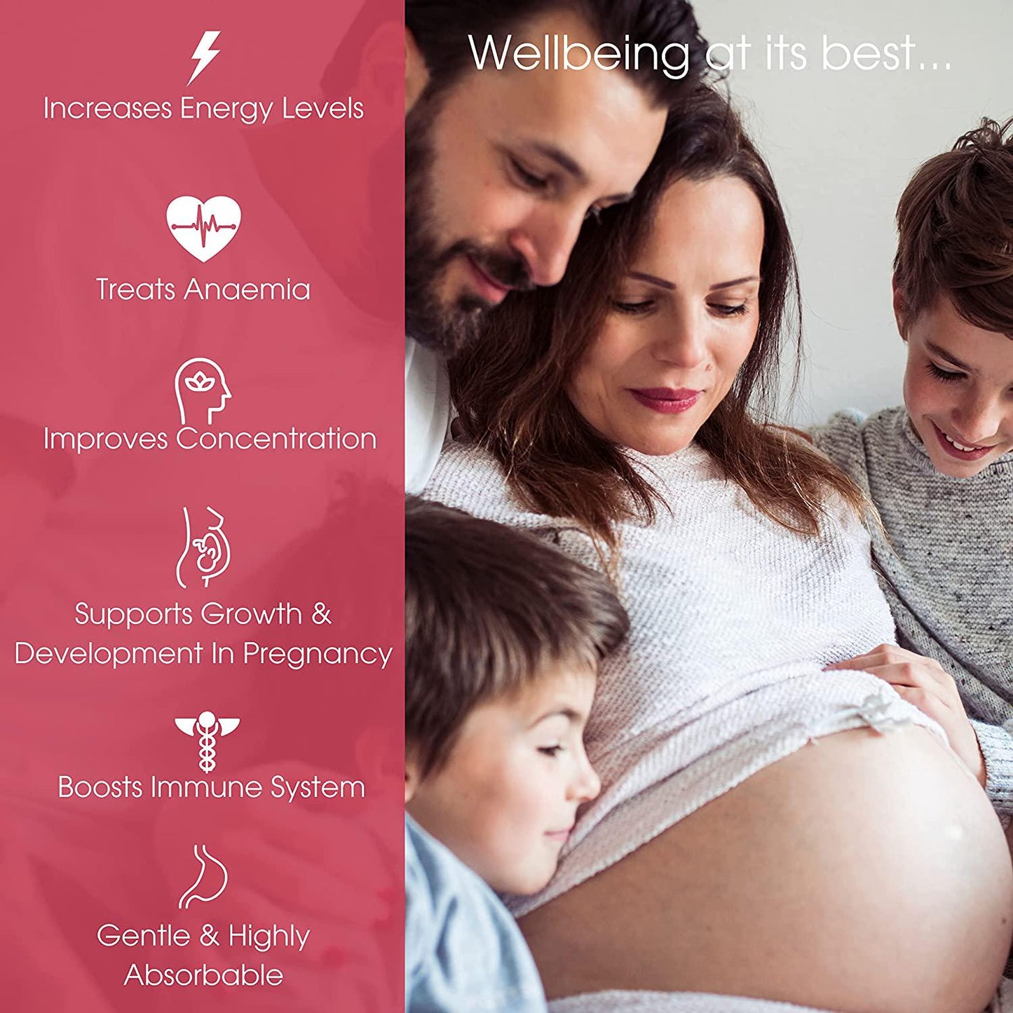 Pure Micronutrients Iron Plus Supplement, Natural Ferrous Chelate, Bisglycinate 25mg + Vitamin C, B6, B12, Folic Acid, 120 Count