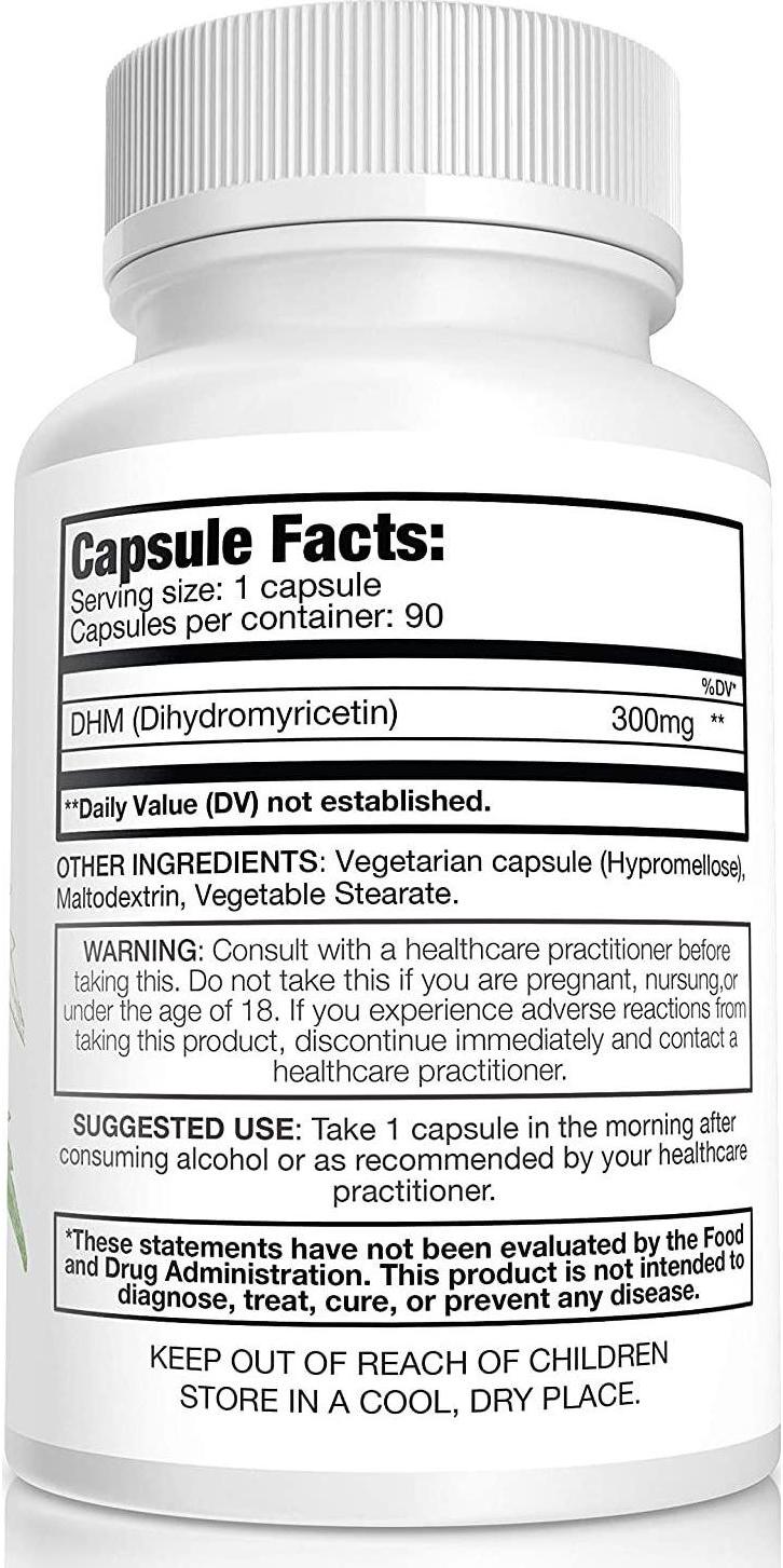 Pure Nootropics Dihydromyricetin (DHM) 300 mg Capsules | Hovenia Dulcis Extract | 90 Veg Cap Value Pack | Support Liver Health | After Alcohol Support | Party Smart