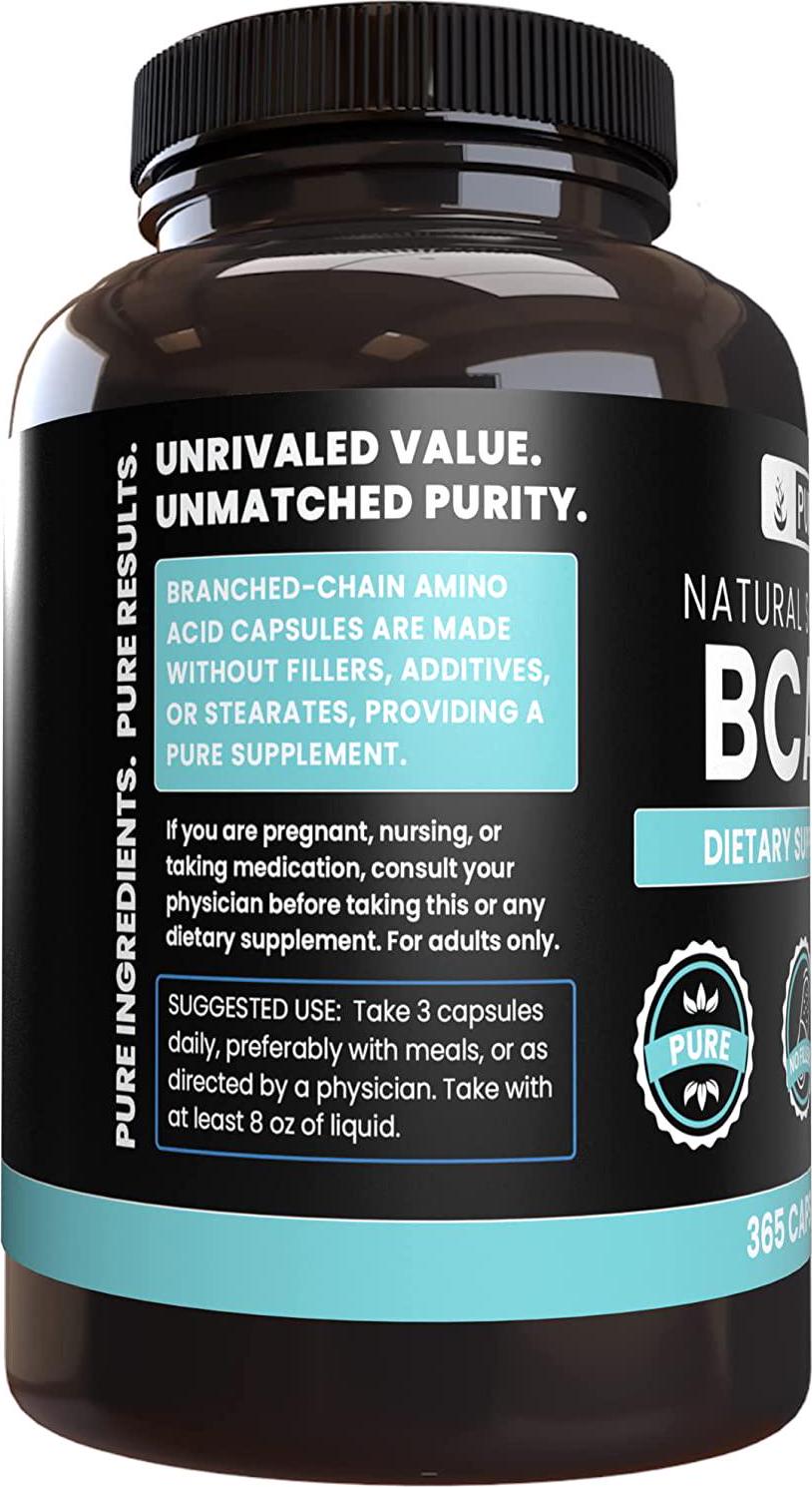 Pure Original Ingredients BCAA (365 Capsules) No Magnesium Or Rice Fillers, Always Pure, Lab Verified