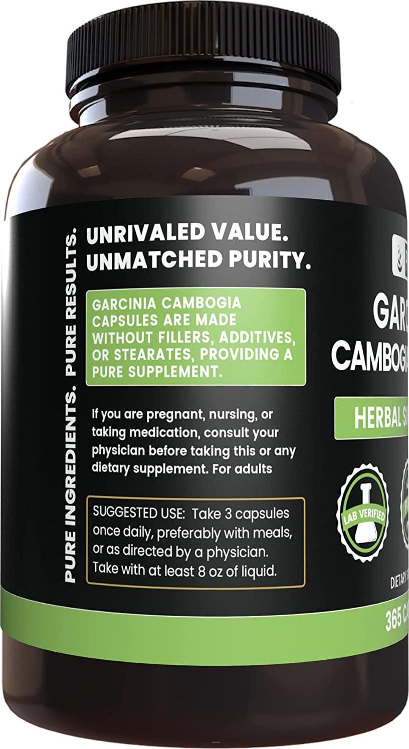 Pure Original Ingredients Garcinia Cambogia (365 Capsules) No Magnesium Or Rice Fillers, Always Pure, Lab Verified