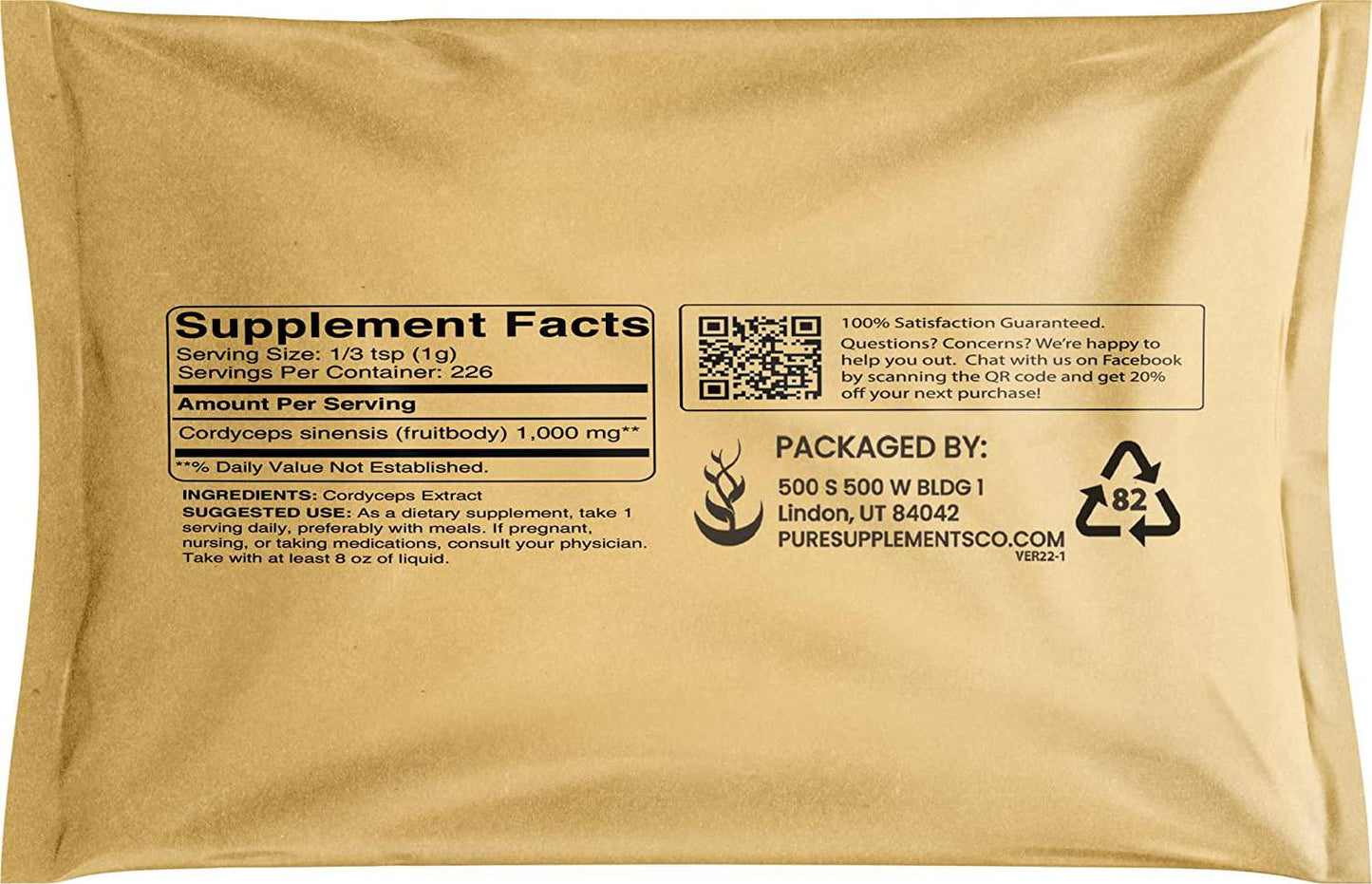 Pure Original Ingredients Cordyceps (8oz) Traditional Herbal Supplement, Non-GMO, Gluten-Free, Lab-Verified