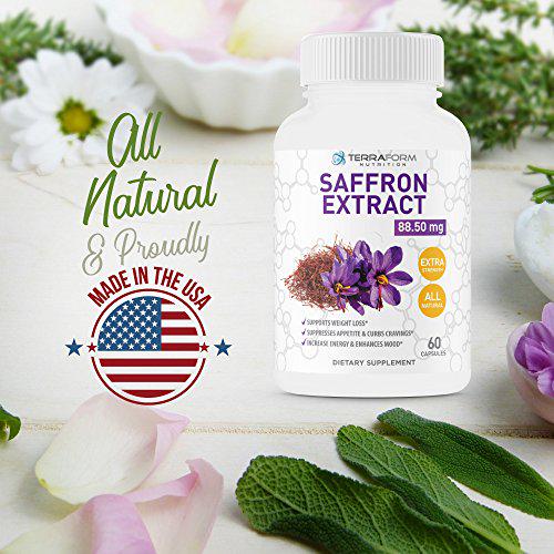 Pure Saffron Extract Best Natural Appetite Suppressant, Supports Healthy Weight Loss for Women and Men 88.5mg of Pure Saffron Extract Made in USA 1 Month