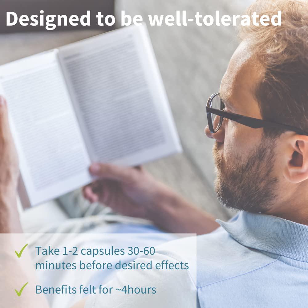 Pure and Essential Focus - Brain Booster Supplement with Caffeine, L-Theanine, Taurine and L-Tyrosine, + B-Vitamins, Zinc and Copper, Enhance Cognitive Function and Mental Energy - 60 caps