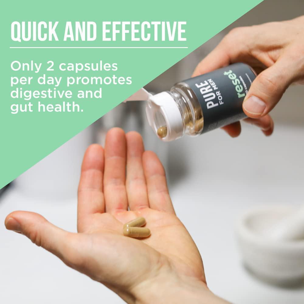 Pure for Men Detox Supplement, Reset | Promotes Digestive and Gut Health, Removes Toxins and Supports Immune System, Colon Cleanse | 30 Capsules