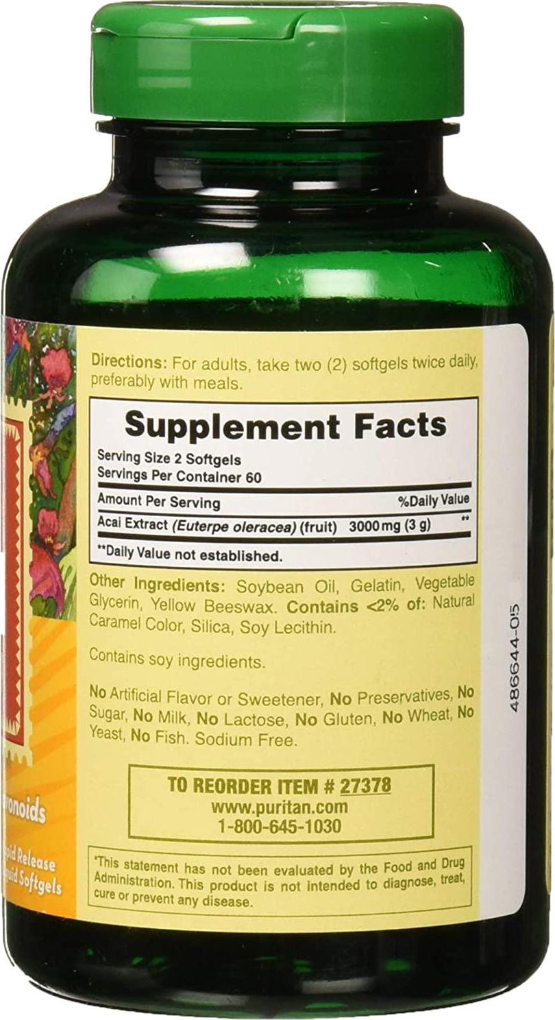 Puritans Pride Triple Strength Acai 3000 Mg, 120 Count