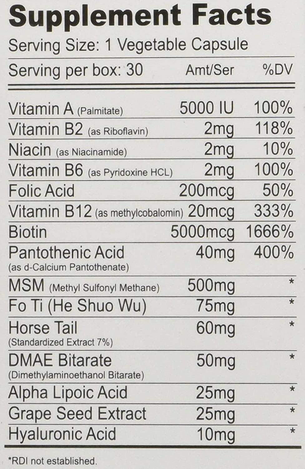 Purvana MAX BY Wellgenix 5000mcg Biotin, 30 Vegetable Capsules