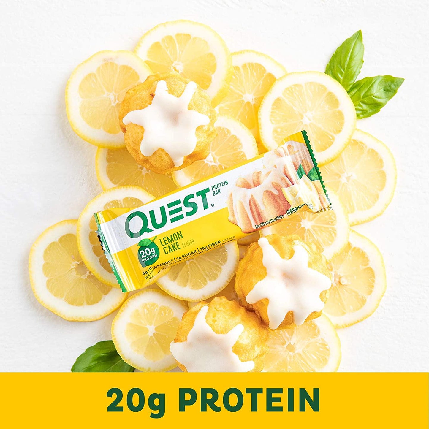 Quest Nutrition Lemon Cake Protein Bar - High Protein, Low Carb, Gluten Free, Keto Friendly, 12 Count