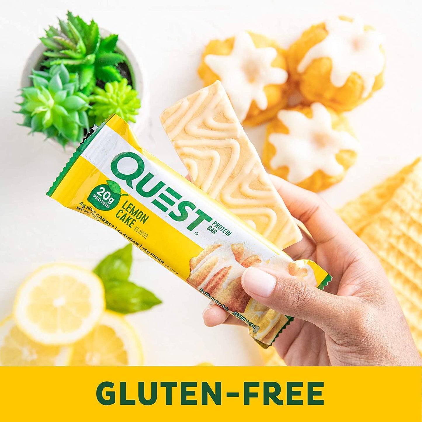 Quest Nutrition Lemon Cake Protein Bar - High Protein, Low Carb, Gluten Free, Keto Friendly, 12 Count