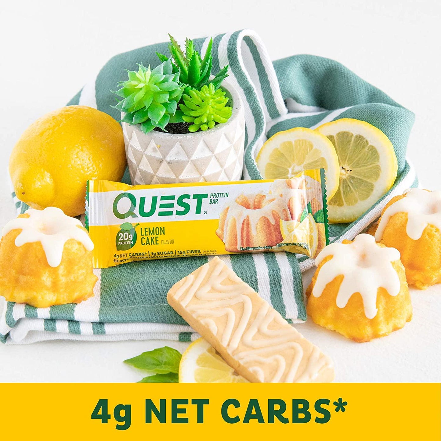 Quest Nutrition Lemon Cake Protein Bar - High Protein, Low Carb, Gluten Free, Keto Friendly, 12 Count