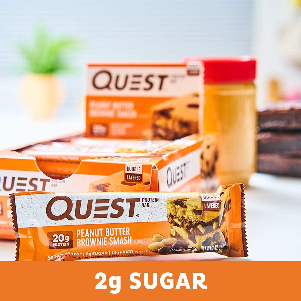 Quest Nutrition Peanut Butter Brownie Smash Protein Bar, High Protein, Low Carb, Gluten Free, Keto Friendly, 12 Count