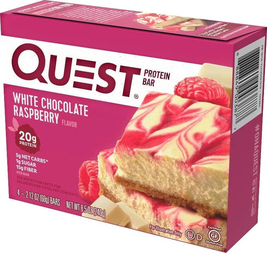 Quest Protein Bar, White Chocolate Raspberry, 20g Protein, 4 Ct