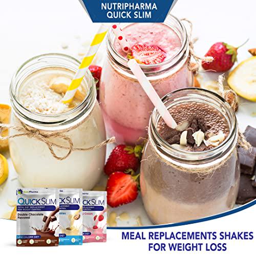 Quick Slim Meal Replacement Shake for Weight Loss, 30 Servings, 20g Protein, 27 Vitamins and Minerals, Dietary Fiber, Low Carb, Gluten Free