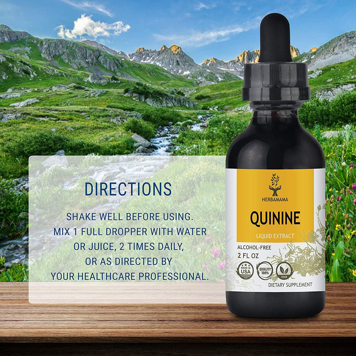Quinine Liquid Extract, Filled with Quinine Bark (Cinchona officinalis) 2 fl oz
