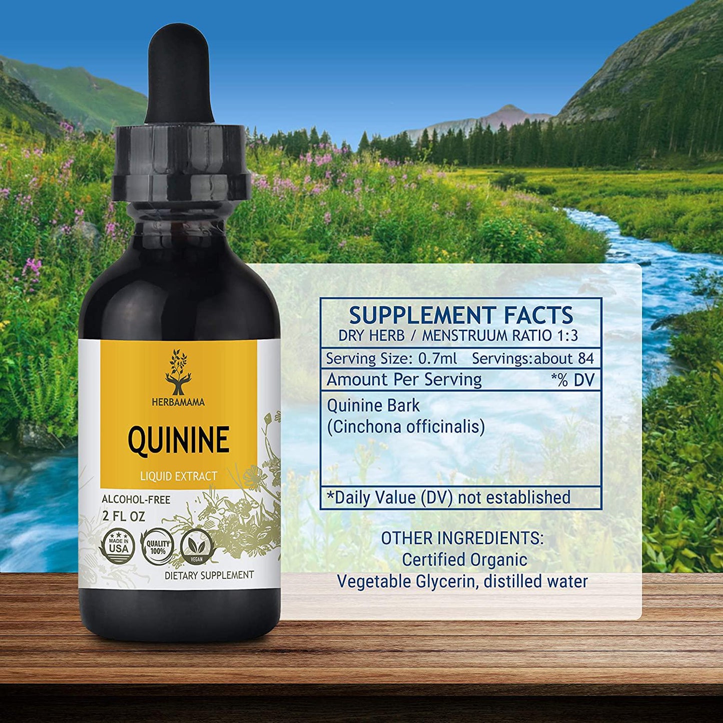 Quinine Liquid Extract, Filled with Quinine Bark (Cinchona officinalis) 2 fl oz