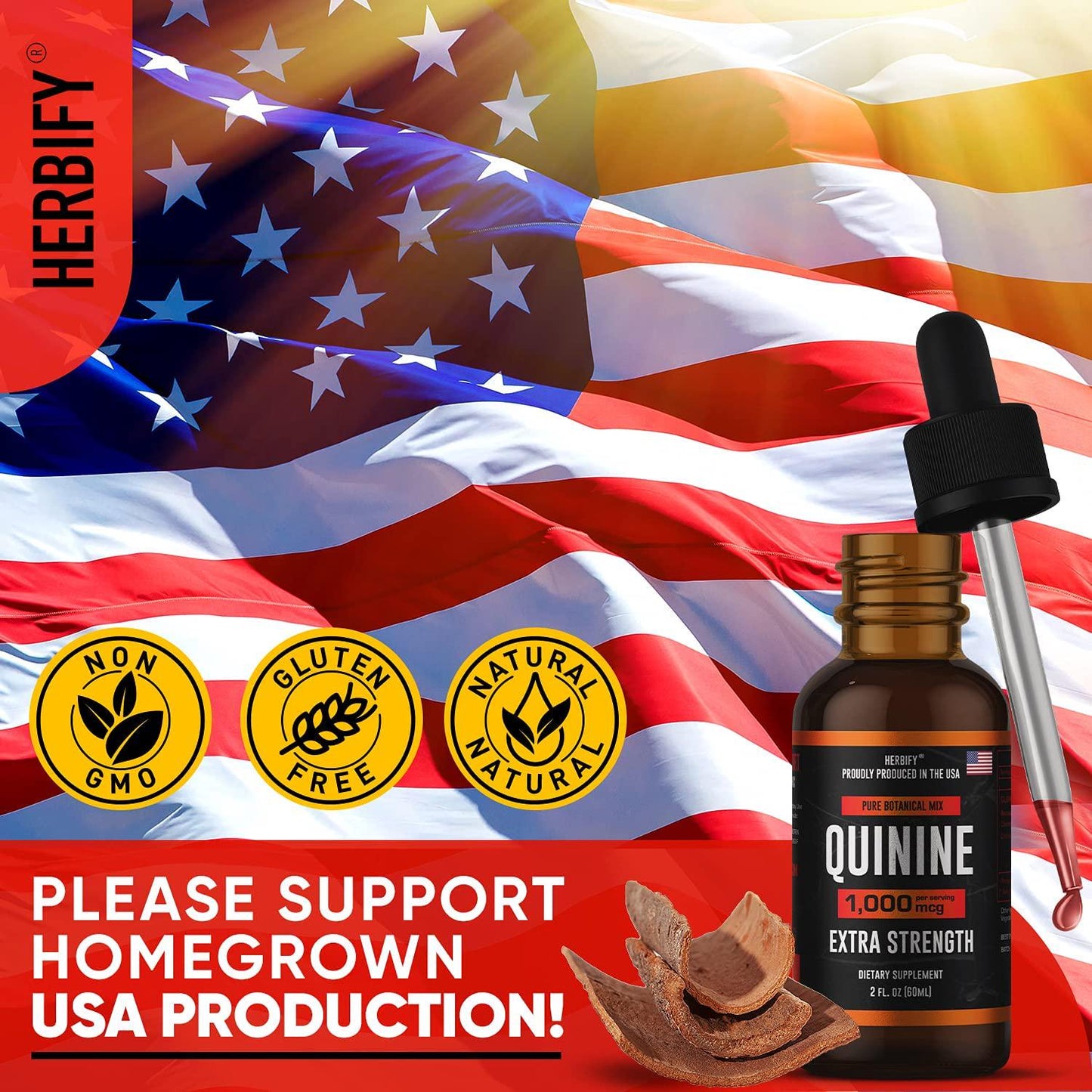 Quinine Pills 1000mg, Red Cinchona Bark (Cinchona succirubra) and Peruvian Bark (Cinchona officinalis) Powerful Combination, Wild Harvested Herbal Supplement, 100 Capsules (100)