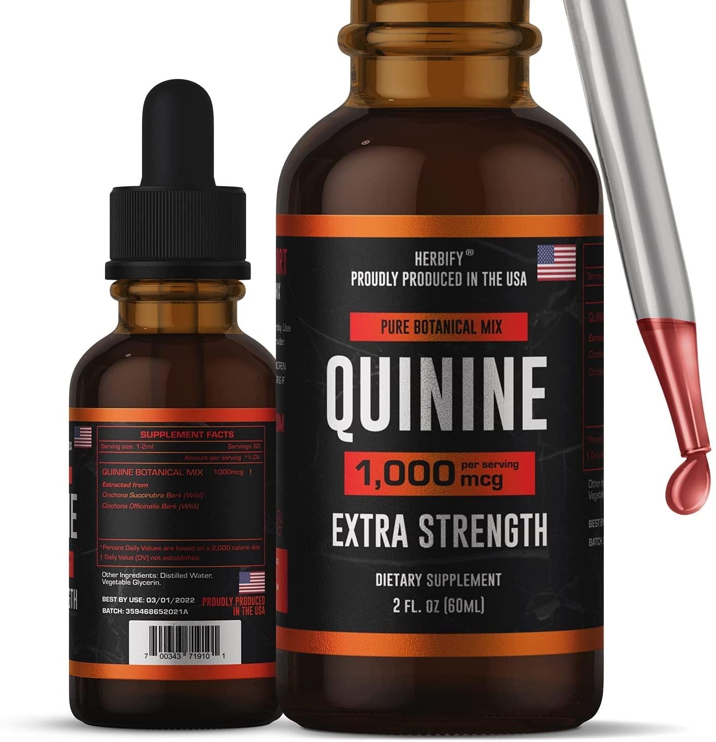 Quinine Pills 1000mg, Red Cinchona Bark (Cinchona succirubra) and Peruvian Bark (Cinchona officinalis) Powerful Combination, Wild Harvested Herbal Supplement, 100 Capsules (100)