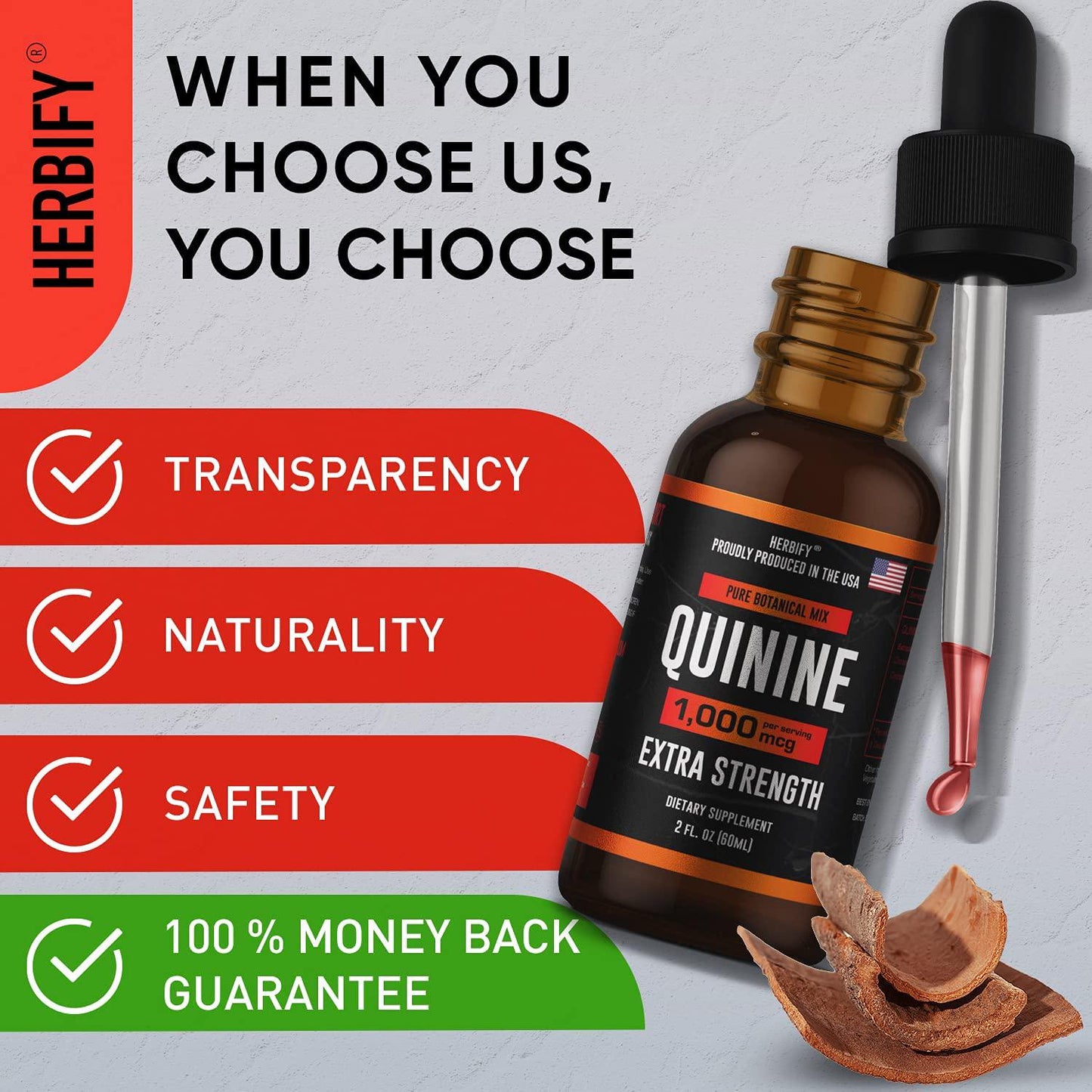 Quinine Pills 1000mg, Red Cinchona Bark (Cinchona succirubra) and Peruvian Bark (Cinchona officinalis) Powerful Combination, Wild Harvested Herbal Supplement, 100 Capsules (100)