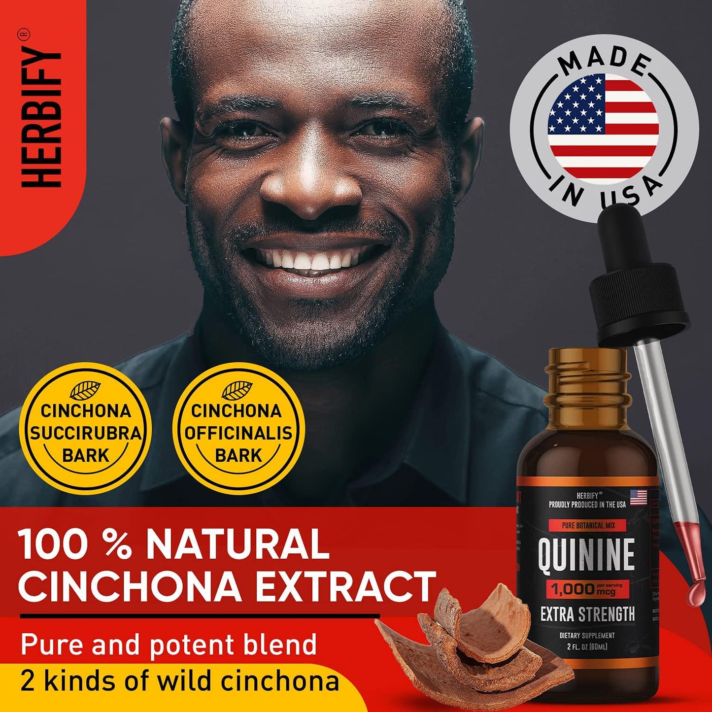 Quinine Pills 1000mg, Red Cinchona Bark (Cinchona succirubra) and Peruvian Bark (Cinchona officinalis) Powerful Combination, Wild Harvested Herbal Supplement, 100 Capsules (100)