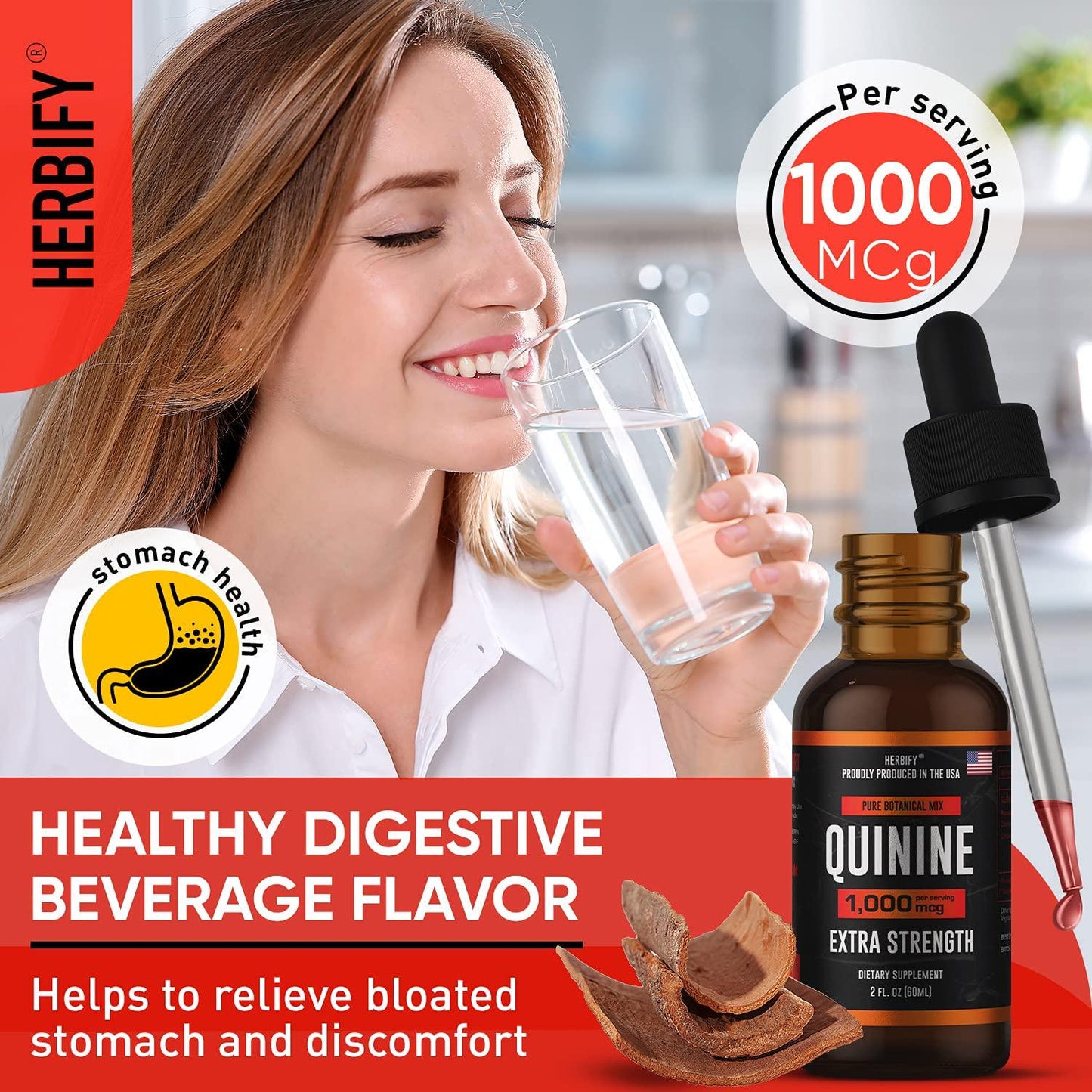 Quinine Pills 1000mg, Red Cinchona Bark (Cinchona succirubra) and Peruvian Bark (Cinchona officinalis) Powerful Combination, Wild Harvested Herbal Supplement, 100 Capsules (100)