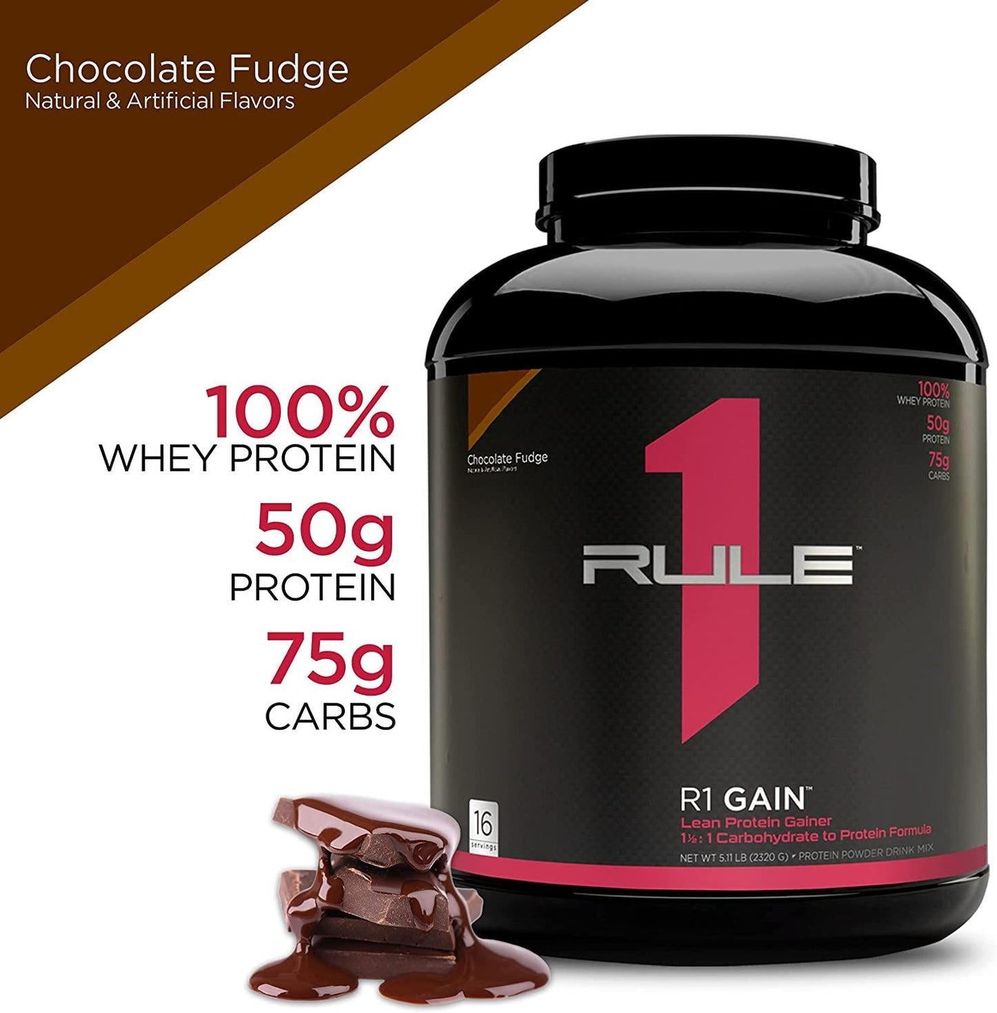 R1 Gain, Rule 1 Proteins (Chocolate Fudge, 16 Servings)