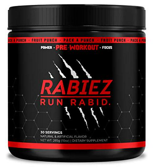 RABIEZ Pre Workout | Clean Energy | Powerful Pump | Focus | Fruit Punch | 30 Servings | No Itch and No Crash | Pre-Workout Powder for Men and Women | Vitamins, Caffeine, Citrulline, L-Theanine, Zinc