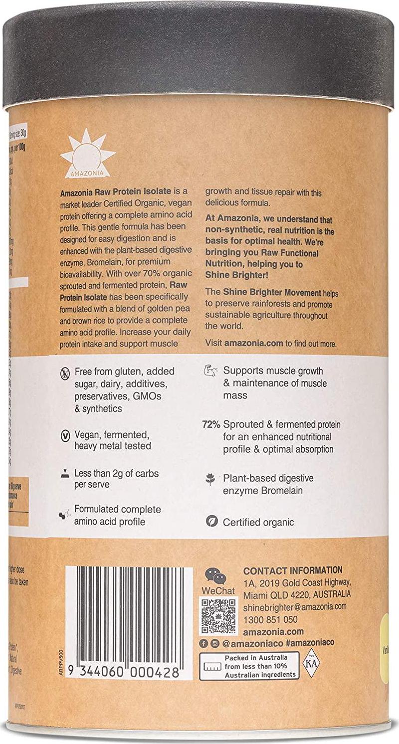 RAW Australian Made Vegan Organic Protein Isolate Vanilla (500g)
