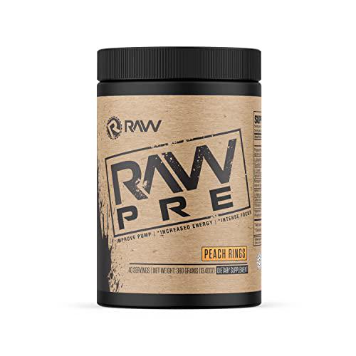 RAW Pre Workout, Increase Energy, Pump, Endurance (Peach Rings, 40 Servings)