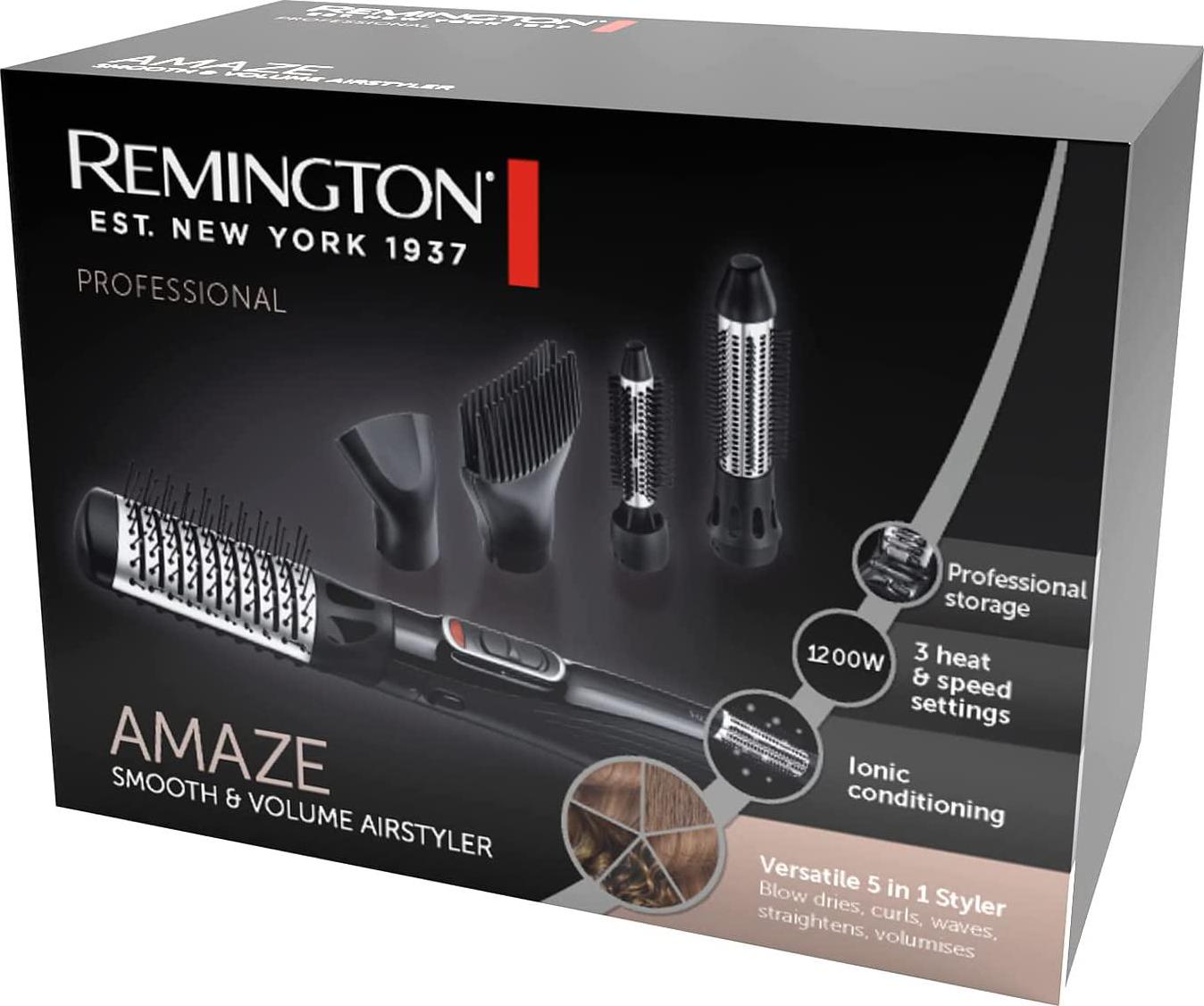 REMINGTON Amaze Smooth and Volume Air Styler, AS1220AU, 1200W Power, 5-In-1 (Blow-dry, Curl, Wave, Strengthen, and Volumise), 3 Speed and Heat Settings, Ionic Conditioning for a Frizz-Free Shine, Black