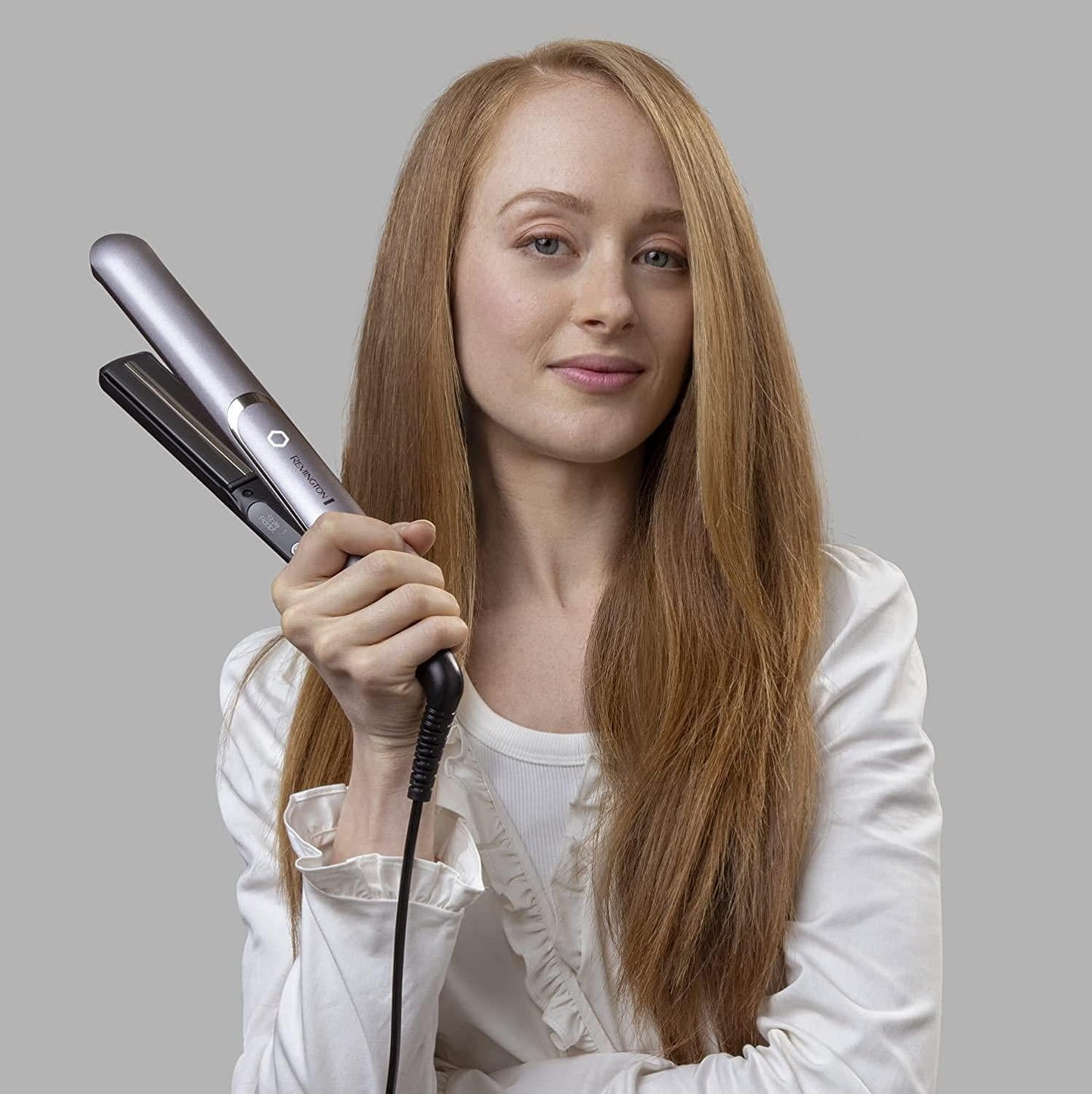 REMINGTON PROluxe YOU Adaptive Hair Straightener, S9880AU, 110m Ceramic Flat Iron, Personalises Heat to Your Hair, Ultra-Fast Heat Up, LCD Display, Silver