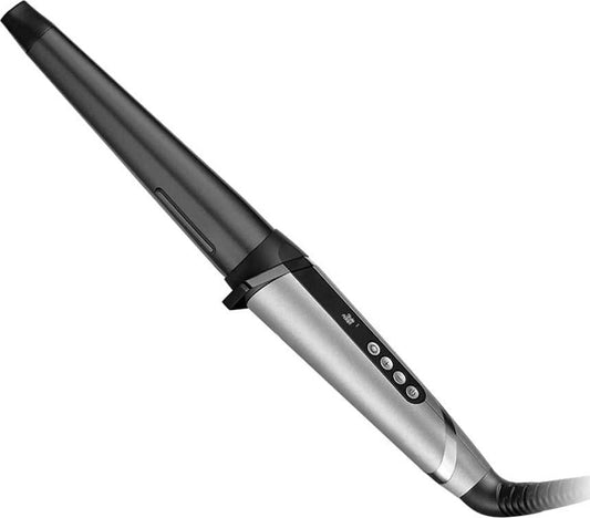 REMINGTON Proluxe You Adaptive Hair Styler, Personalises Fast Heat Up, 19-32mm Conical Ceramic Curling Iron, LCD Display, Silver and Black