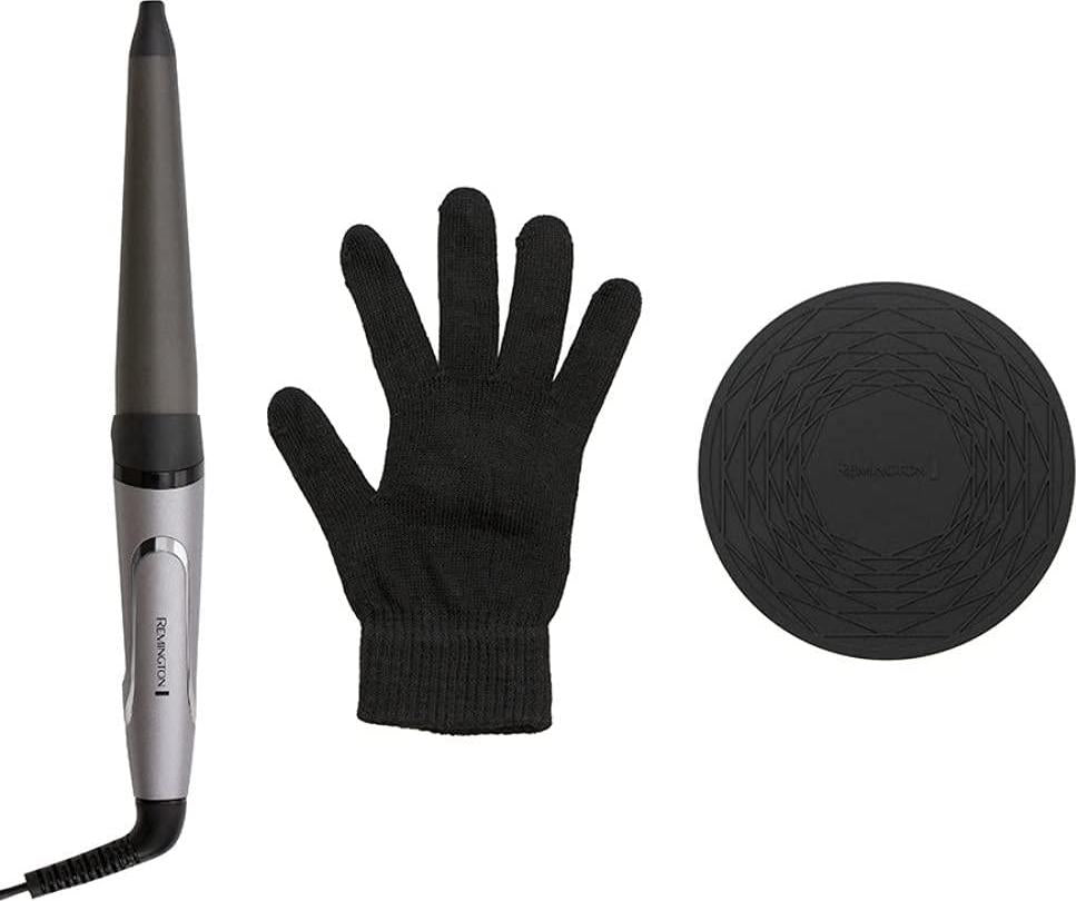 REMINGTON Proluxe You Adaptive Hair Styler, Personalises Fast Heat Up, 19-32mm Conical Ceramic Curling Iron, LCD Display, Silver and Black