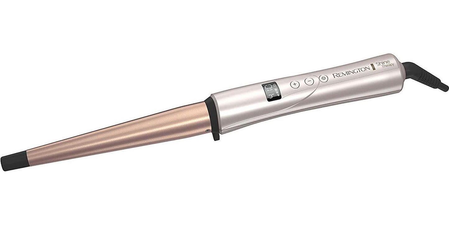 REMINGTONÂ Shine Therapy Argan Oil and KeratinÂ InfusedÂ ½-1Â InchÂ Tapered Curling Wand for Natural Curls, Includes Heat Glove