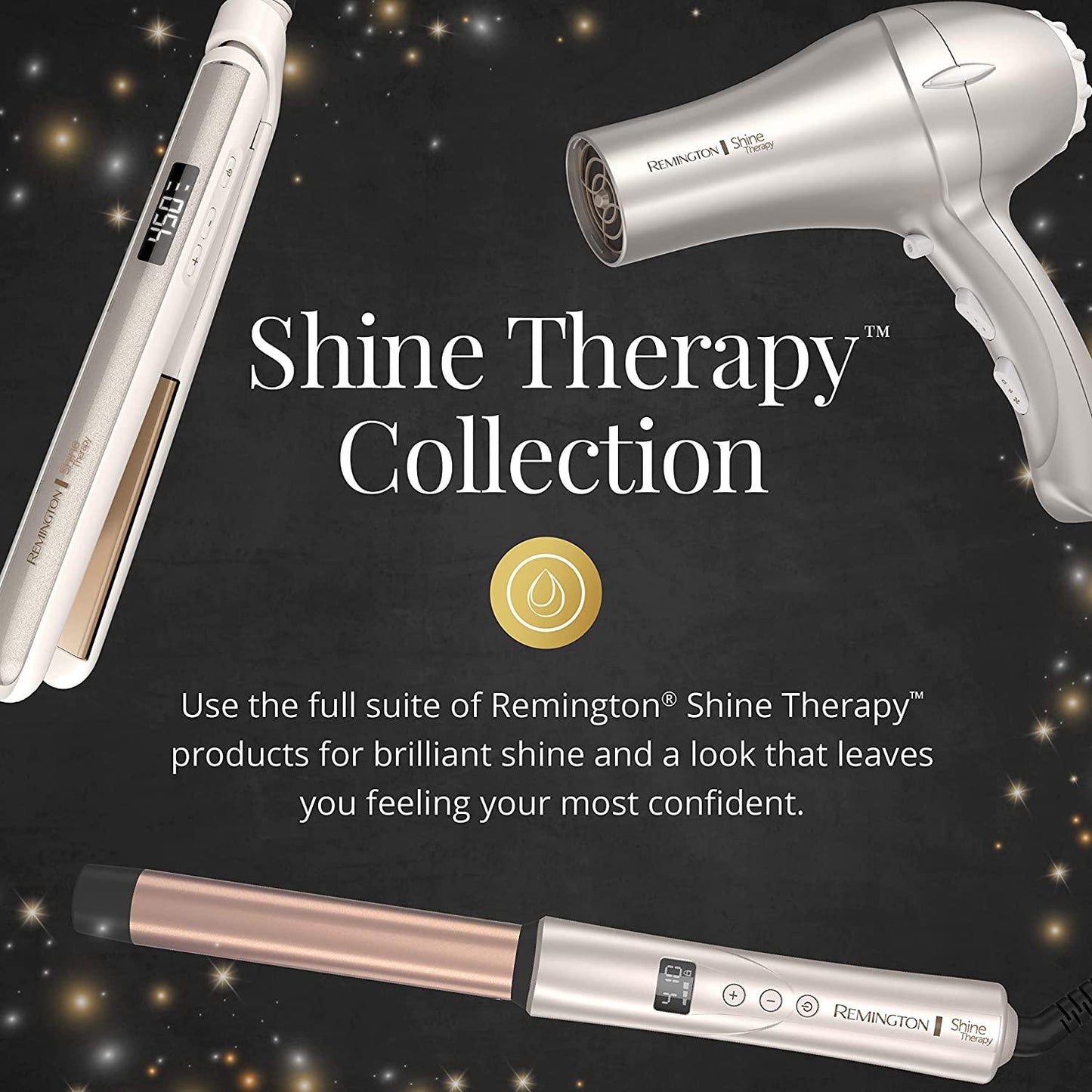 REMINGTONÂ Shine Therapy Argan Oil and KeratinÂ InfusedÂ 1 InchÂ Straight Barrel Curling WandÂ for Loose Waves, Includes Heat Glove