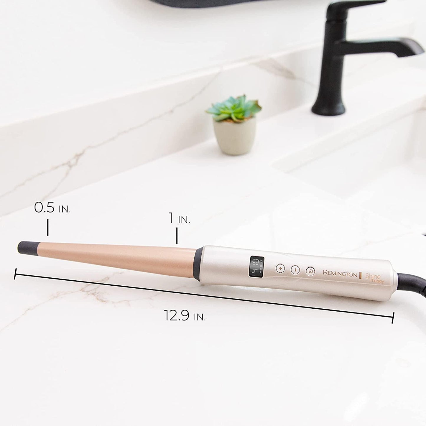 REMINGTONÂ Shine Therapy Argan Oil and KeratinÂ InfusedÂ ½-1Â InchÂ Tapered Curling Wand for Natural Curls, Includes Heat Glove