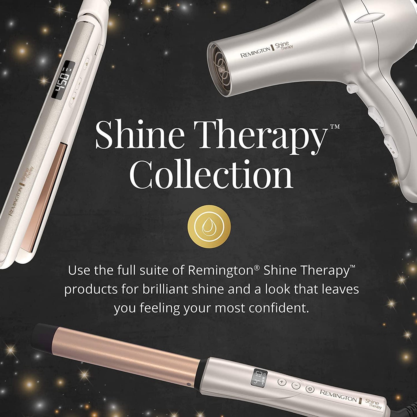 REMINGTONÂ Shine Therapy Argan Oil and KeratinÂ InfusedÂ ½-1Â InchÂ Tapered Curling Wand for Natural Curls, Includes Heat Glove