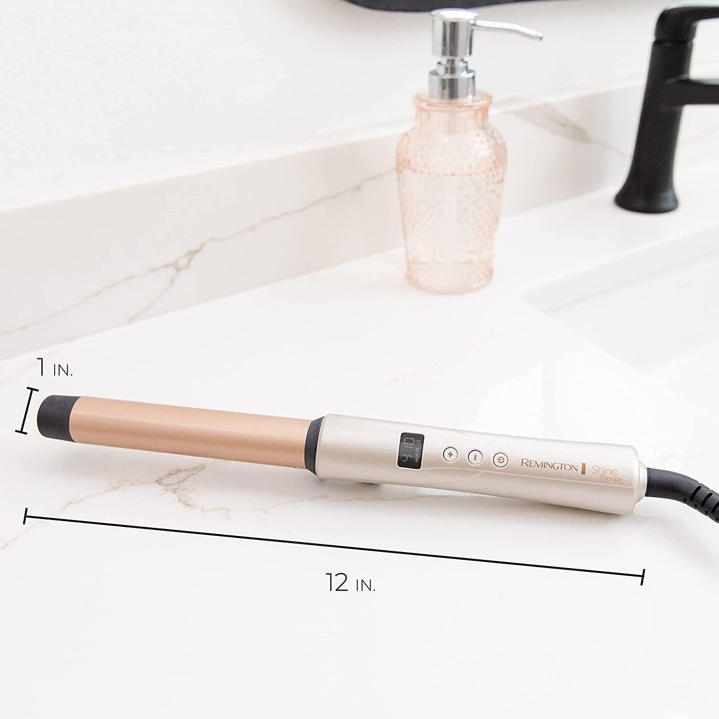 REMINGTONÂ Shine Therapy Argan Oil and KeratinÂ InfusedÂ 1 InchÂ Straight Barrel Curling WandÂ for Loose Waves, Includes Heat Glove