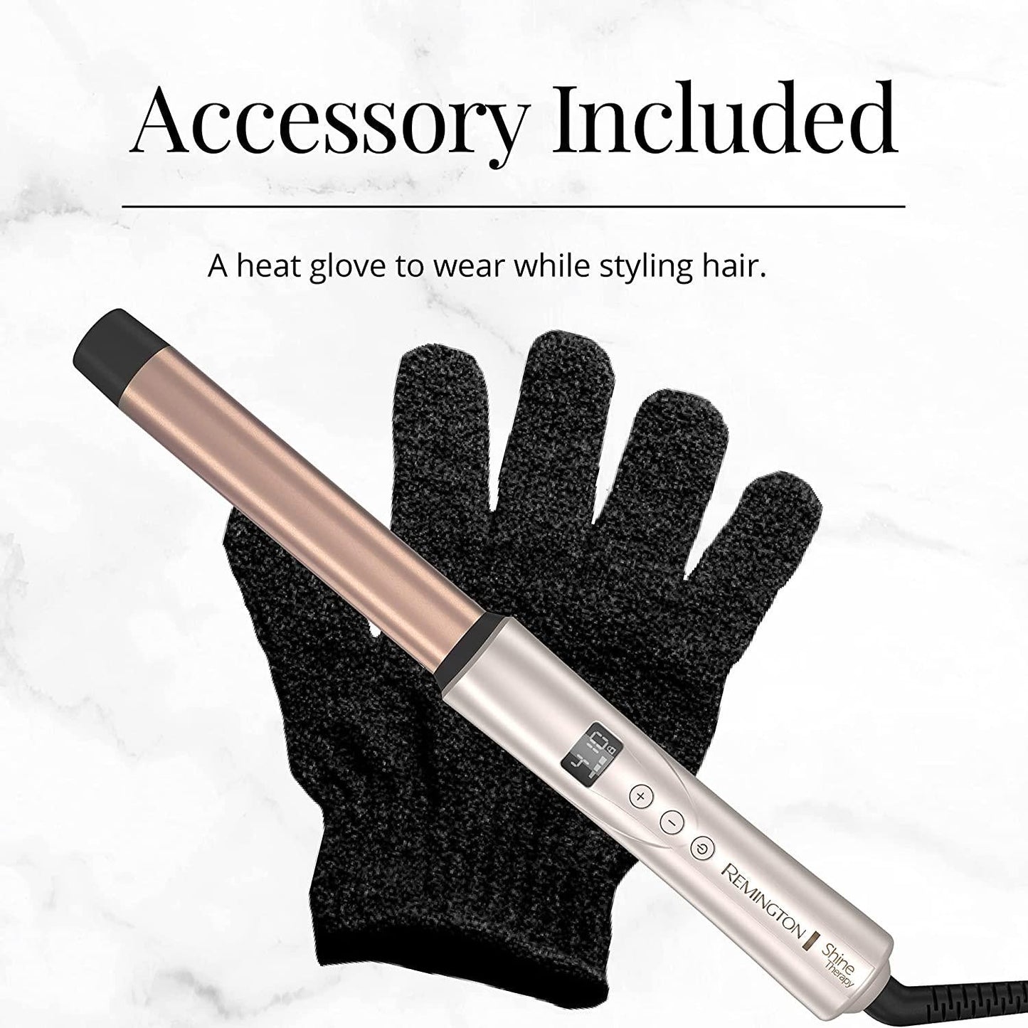 REMINGTONÂ Shine Therapy Argan Oil and KeratinÂ InfusedÂ 1 InchÂ Straight Barrel Curling WandÂ for Loose Waves, Includes Heat Glove