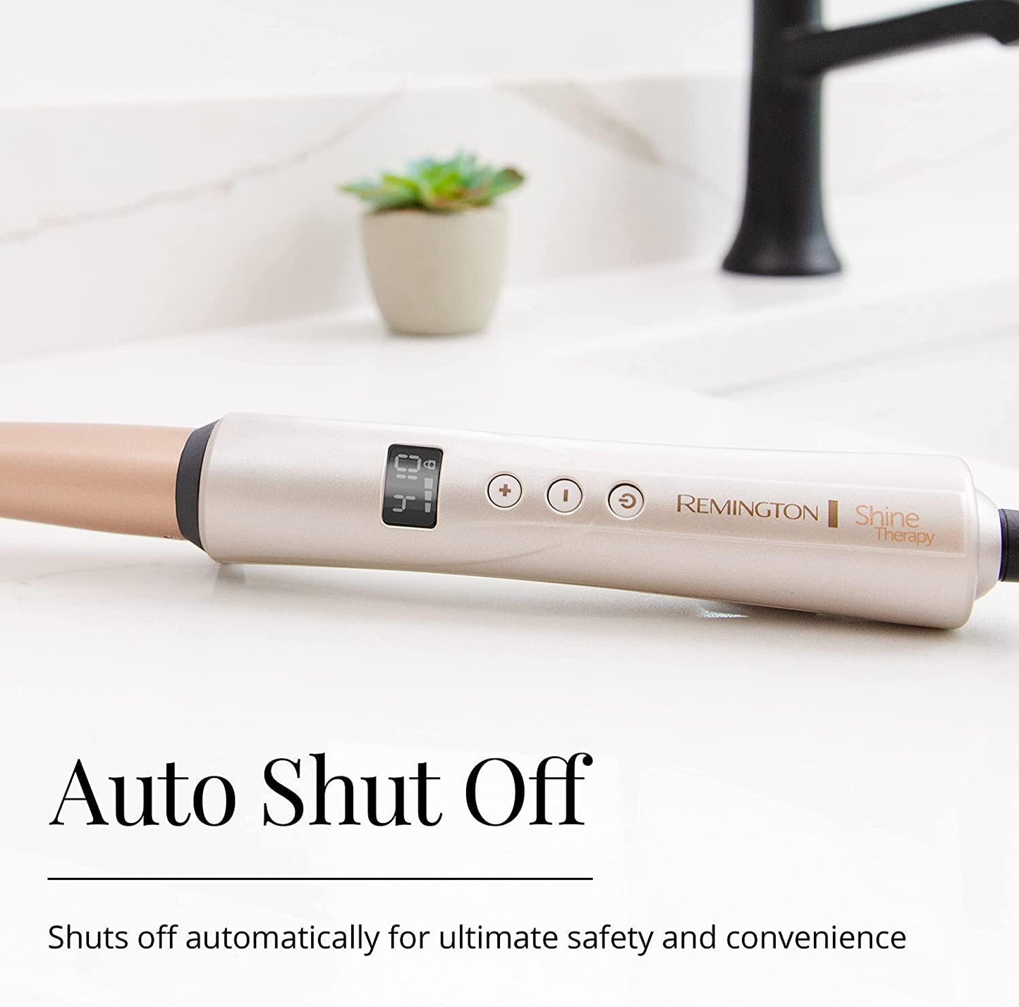 REMINGTONÂ Shine Therapy Argan Oil and KeratinÂ InfusedÂ ½-1Â InchÂ Tapered Curling Wand for Natural Curls, Includes Heat Glove