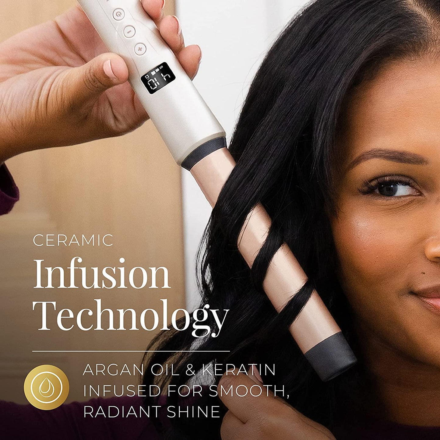 REMINGTONÂ Shine Therapy Argan Oil and KeratinÂ InfusedÂ 1 InchÂ Straight Barrel Curling WandÂ for Loose Waves, Includes Heat Glove