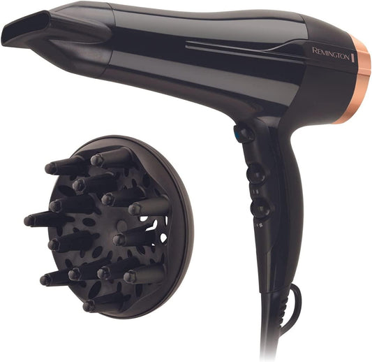 REMINGTON Styling Pro 2150 Hair Dryer, Ceramic Ionic Technology, Less Frizz with Diffuser, Black