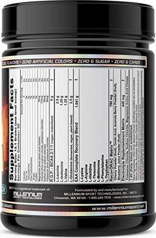 RGP-BCAA Post Workout, BCAA, L-Glutamine, EAA, Antioxidants, Electrolytes (50 Servings) Patriot Punch by Millennium Sport Technologies MST