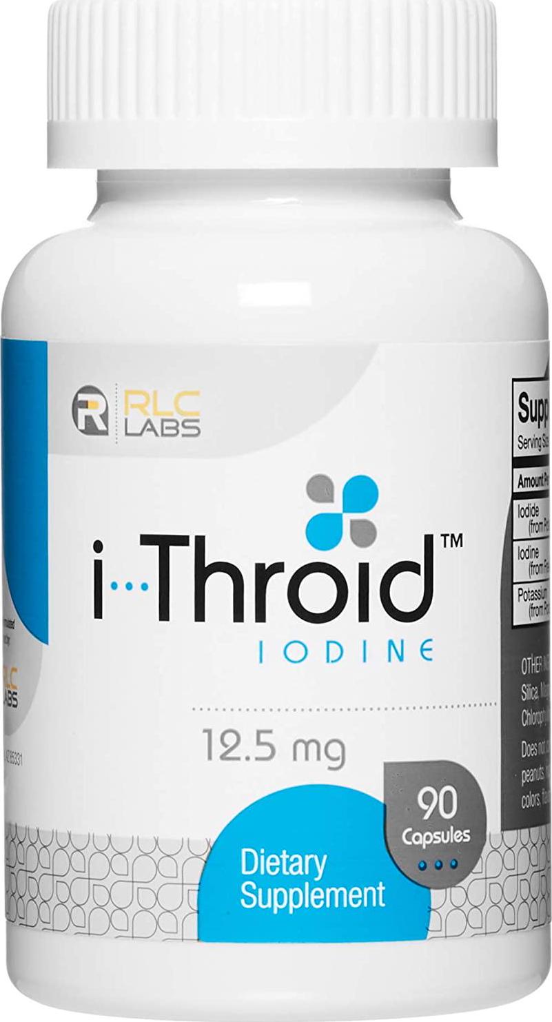 RLC, i-Throid 12.5 mg, Iodine and Iodide Supplement to Support Thyroid Health and Hormone Balance, 90 capsules (90 servings)