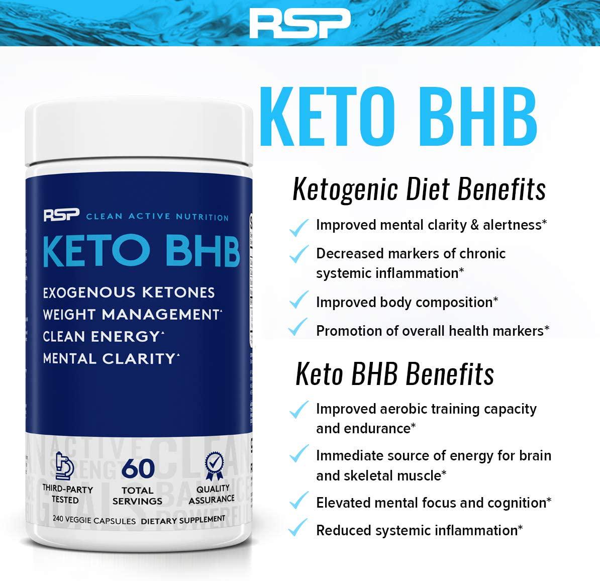 RSP Keto Pills - Exogenous Ketones 2400mg goBHB, Support Ketosis, Boost Energy, Enhance Focus, Perfect Keto Weight Management Capsules, Beta-Hydroxybutyrate