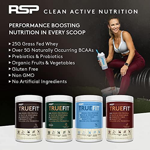 RSP TrueFit Cold Brew Coffee Protein Powder Meal Replacement Shake, High Protein Coffee with Natural Caffeine, Grass Fed Whey, Organic Real Food, Gluten Free, Non-GMO