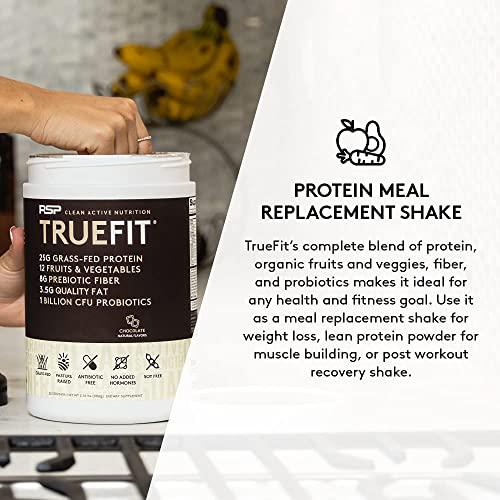 RSP TrueFit Cold Brew Coffee Protein Powder Meal Replacement Shake, High Protein Coffee with Natural Caffeine, Grass Fed Whey, Organic Real Food, Gluten Free, Non-GMO