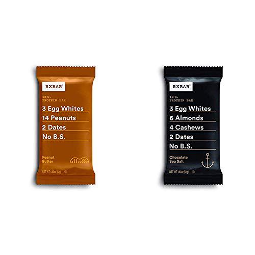 RXBAR, Peanut Butter, Protein Bar, 1.83 Ounce (Pack of 12) Breakfast Bar, High Protein Snack with Chocolate Sea Salt, Protein Bar, 1.83 Ounce Breakfast Bar