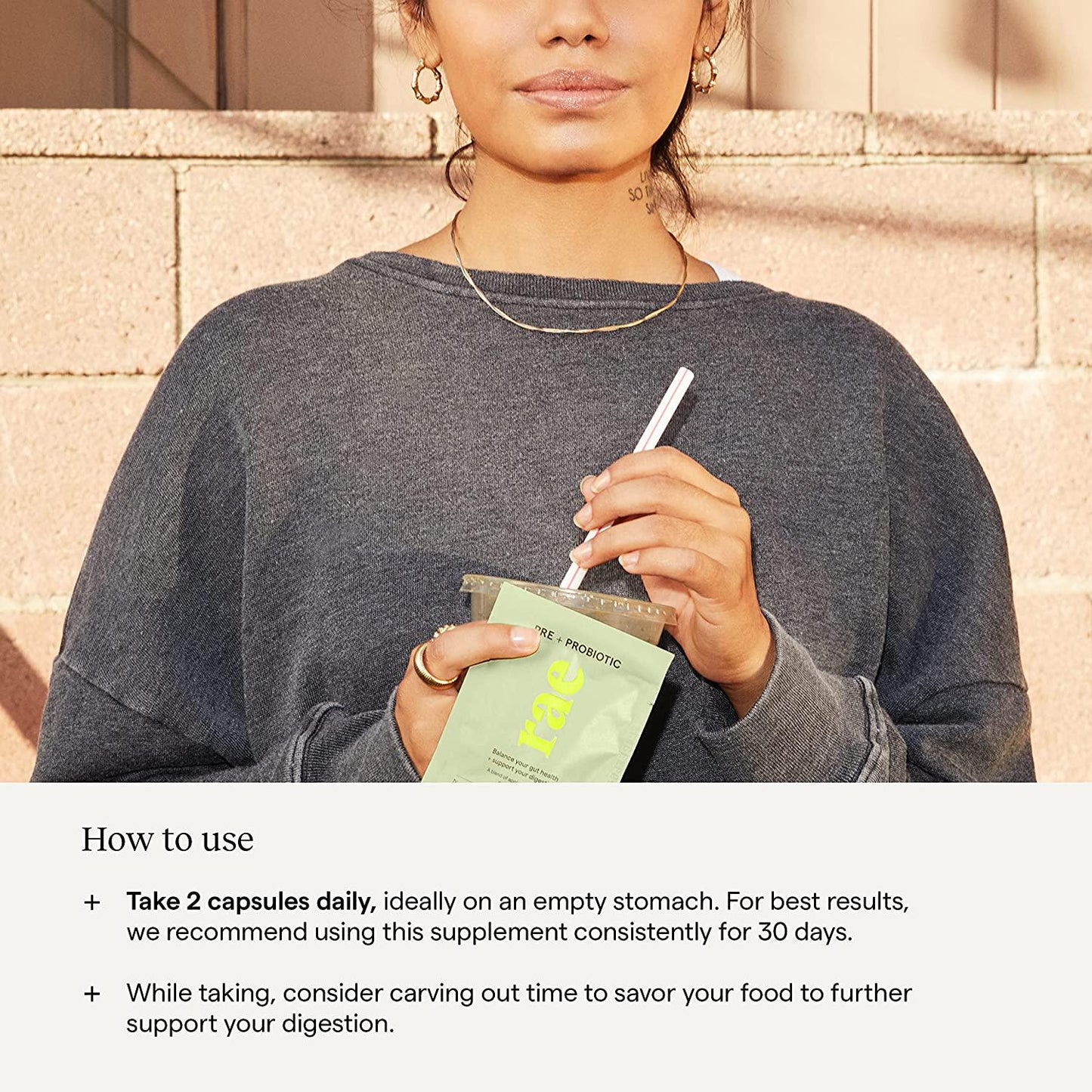 Rae Pre + Probiotic for Women Sachet - Women s Probiotic and Prebiotic Supplement for Gut Health with Apple Cider Vinegar and Lactobacillus Acidophilus - Shelf Stable, Vegan, Non GMO and Gluten Free