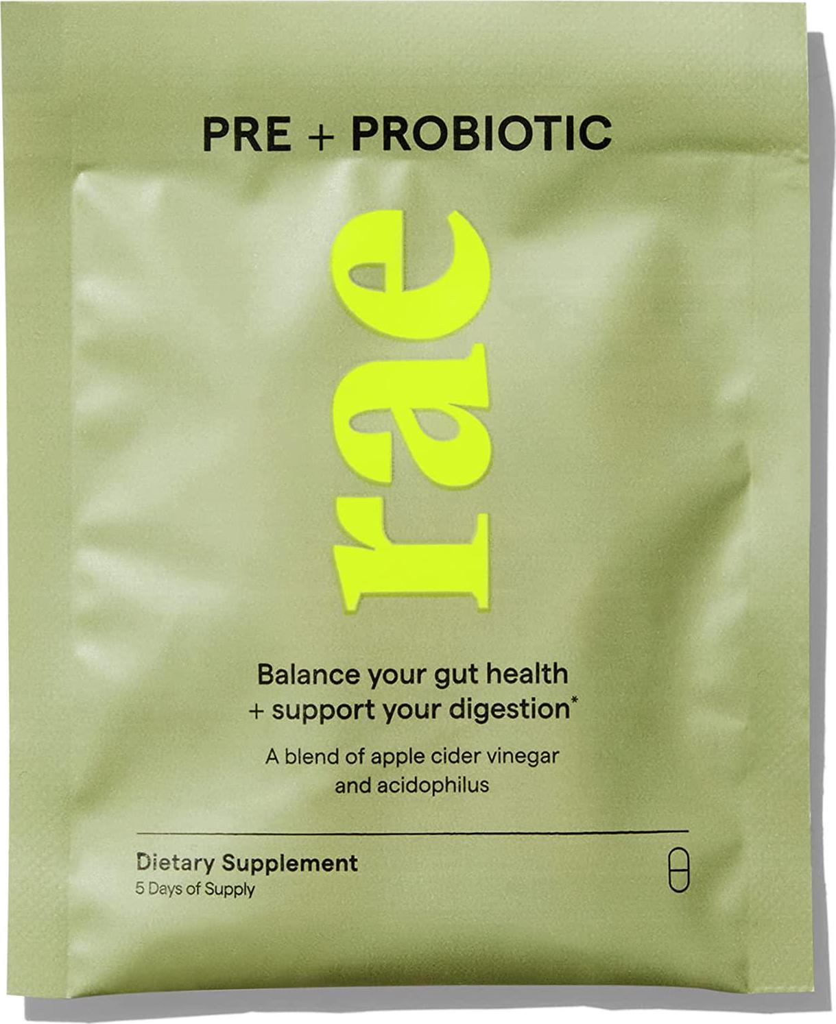 Rae Pre + Probiotic for Women Sachet - Women s Probiotic and Prebiotic Supplement for Gut Health with Apple Cider Vinegar and Lactobacillus Acidophilus - Shelf Stable, Vegan, Non GMO and Gluten Free