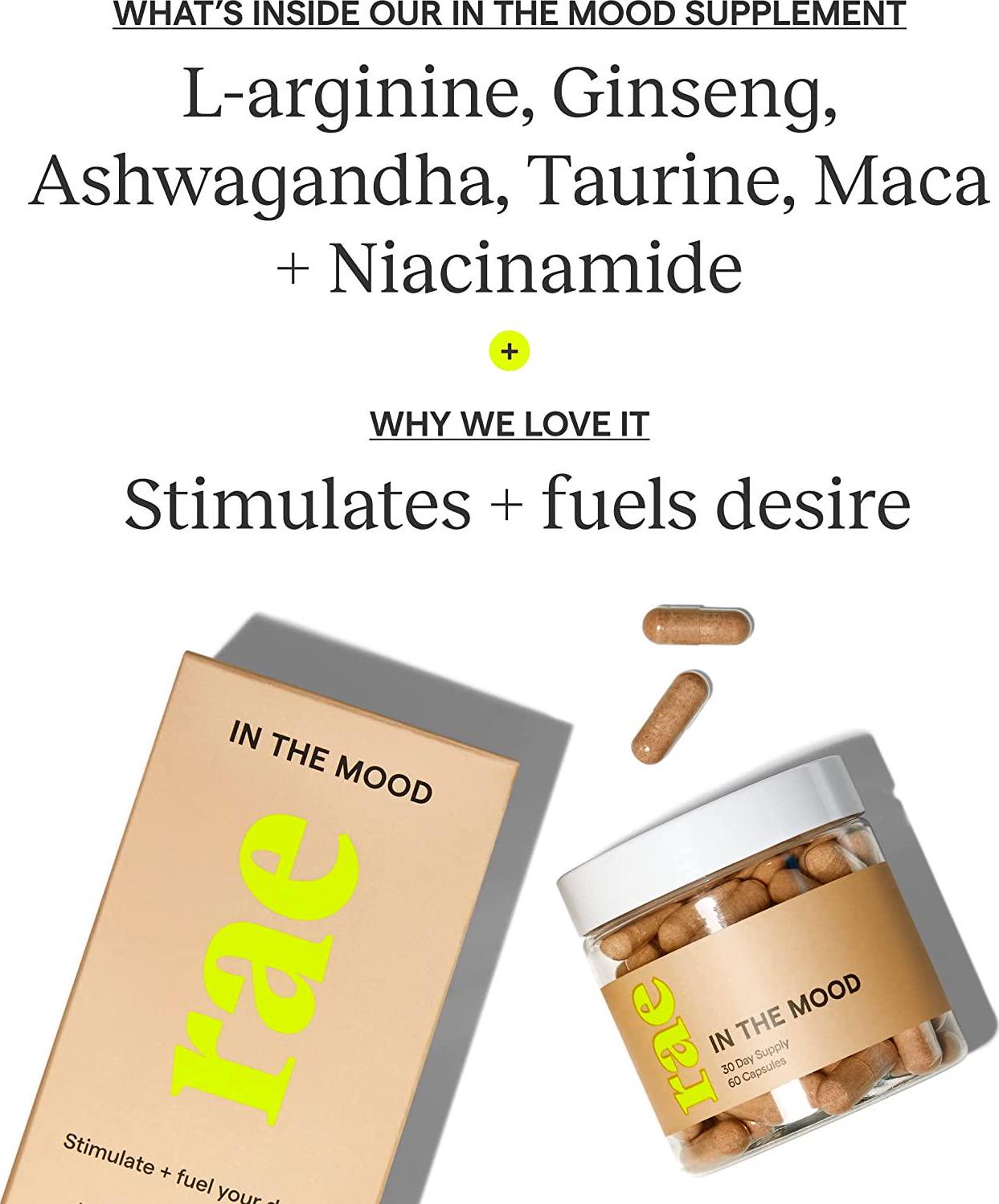 Rae in The Mood Capsules - Sexual Health and Wellness Support for Women with Ginseng, Maca, and L-Arginine - 30 Day Supply