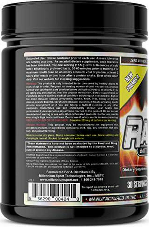 RagNOrok-Elite Pre Workout (All-Natural Flavors and Sweeteners) 525 Grams (30 Servings) BSCG Certified Drug Free, Full Strength, Berry Punch by Millennium Sport Technologies MST